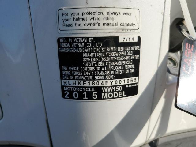2015 HONDA PCX 150 RLHKF1804FY001065