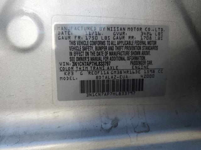 3N1CN7AP7HL833797 Nissan VERSA S