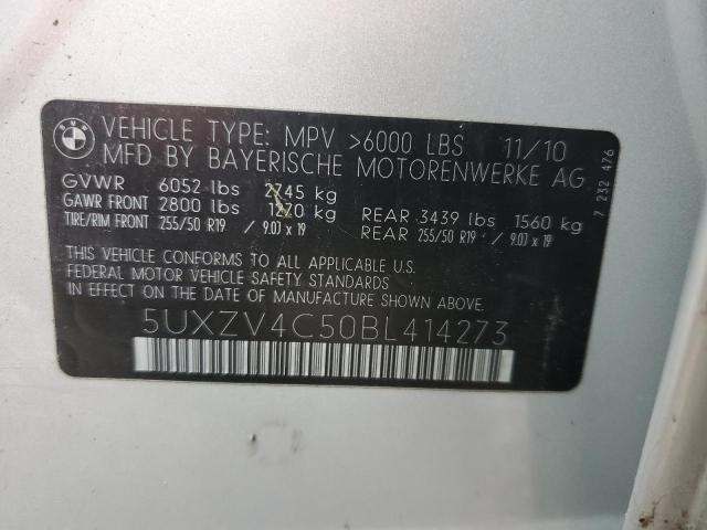 VIN: 5UXZV4C50BL414273 Auction: COPART Lot: 51560523 Location: NY - SYRACUSE 5UXZV4C50BL414273 BMW X5 2011 SILVER Photo 13