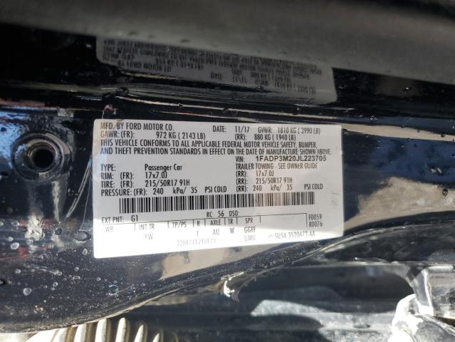 1FADP3M20JL223705 Ford FOCUS SEL