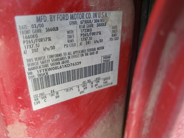 1FTRW08L61KD76339 2001 Ford F150 Supercrew