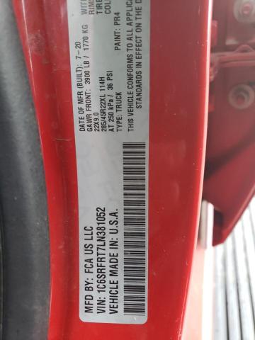 2020 RAM 1500 LARAM - 1C6SRFRT7LN381052