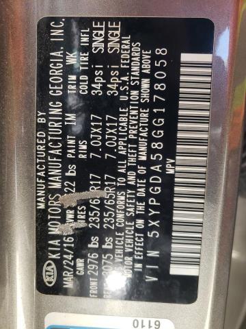 5XYPGDA58GG178058 KIA SORENTO LX