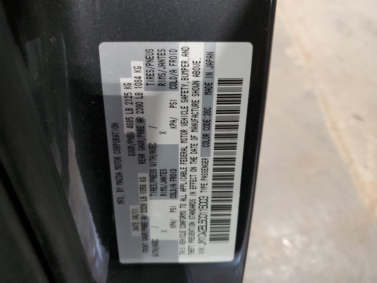 JM1CW2BL5C0115003 2012 Mazda 5