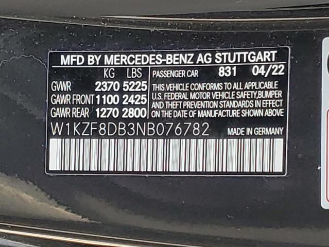 W1KZF8DB3NB076782 2022 MERCEDES-BENZ E-CLASS, photo no. 12