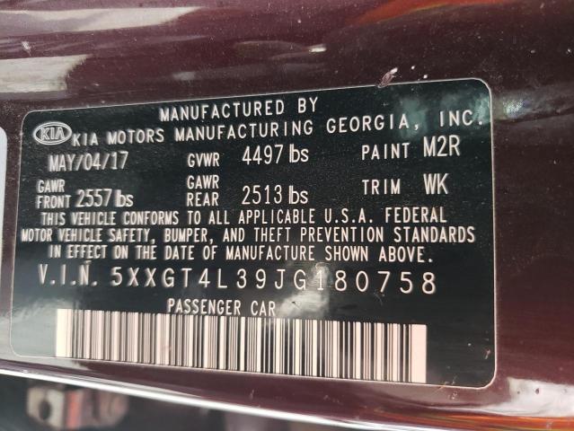 5XXGT4L39JG180758 KIA Optima Lx