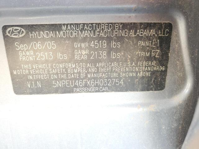 5NPEU46FX6H032754 2006 Hyundai Sonata Gls