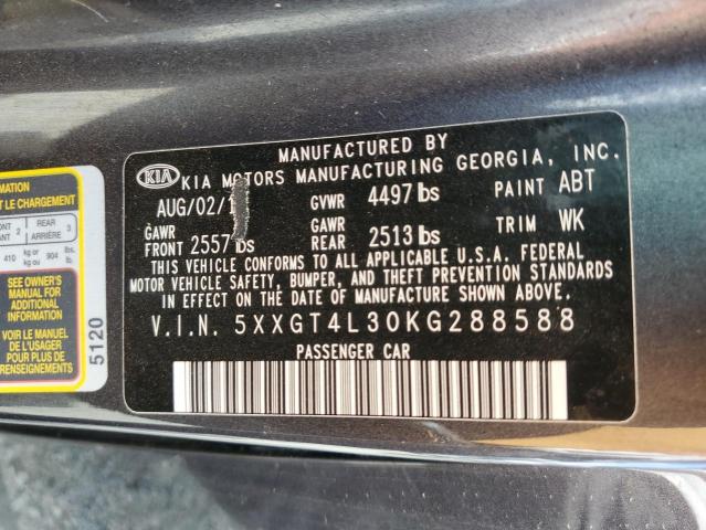 5XXGT4L30KG288588 KIA Optima Lx