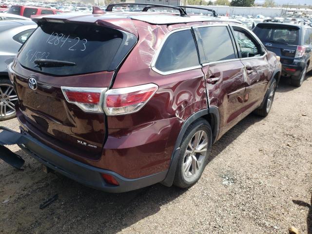 VIN 5TDJKRFH2ES010940 2014 Toyota Highlander, Xle no.3