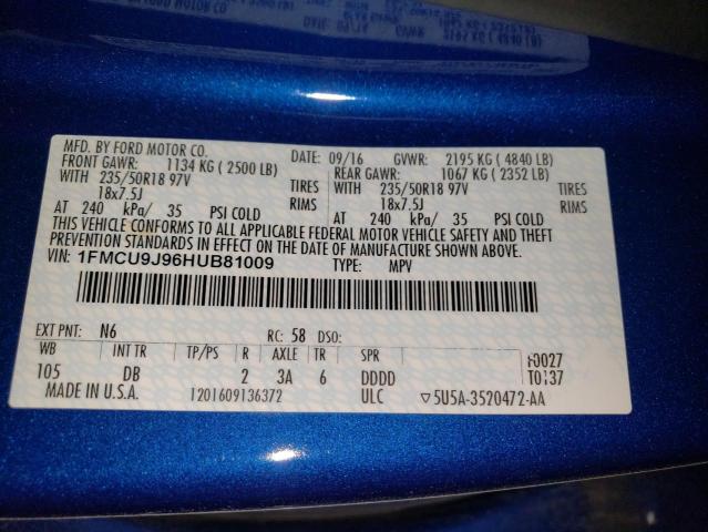 1FMCU9J96HUB81009 Ford Escape Titanium