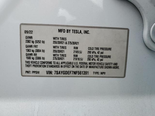 7SAYGDEF7NF561391 Tesla Model Y
