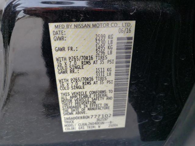 1N6AD0ER8GN777102 Nissan FRONTIER S