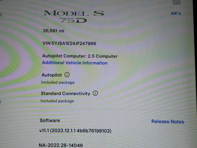 5YJSA1E24JF247966 Tesla MODEL S
