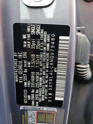 5XYRL4LC8NG079480 KIA SORENTO S