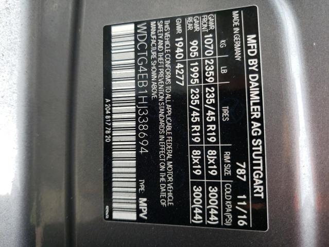 2017 MERCEDES-BENZ GLA 250 - WDCTG4EB1HJ338694