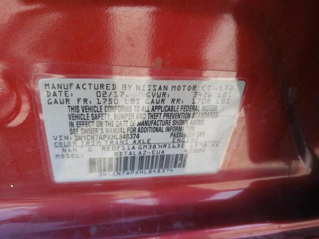 3N1CN7APXHL848374 Nissan VERSA S