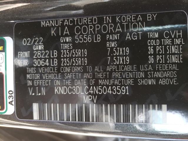 2022 KIA EV6 LIGHT KNDC3DLC4N5043591