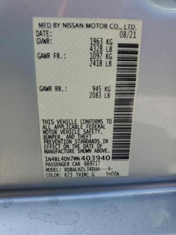 1N4BL4DV7MN403940 Nissan ALTIMA SV