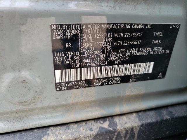 VIN 2T3P1RFV4NW252534 2022 TOYOTA RAV4 no.12