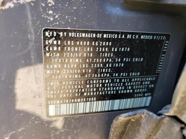 2022 VOLKSWAGEN TAOS SE - 3VVWX7B26NM091066
