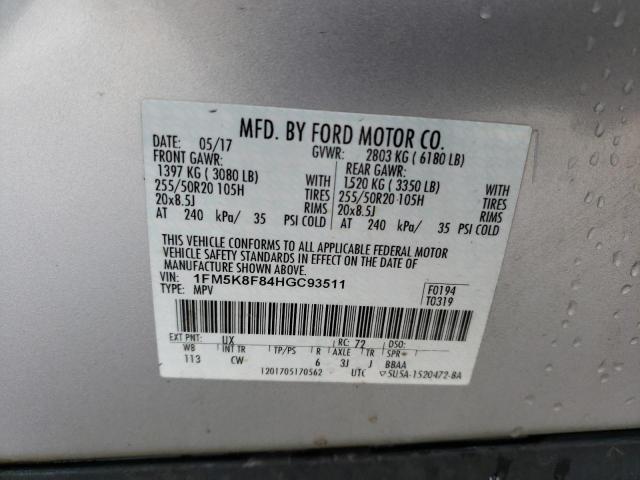 1FM5K8F84HGC93511 Ford Explorer Limited