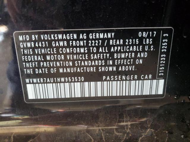 2017 VOLKSWAGEN E-GOLF SE - WVWKR7AU1HW953530