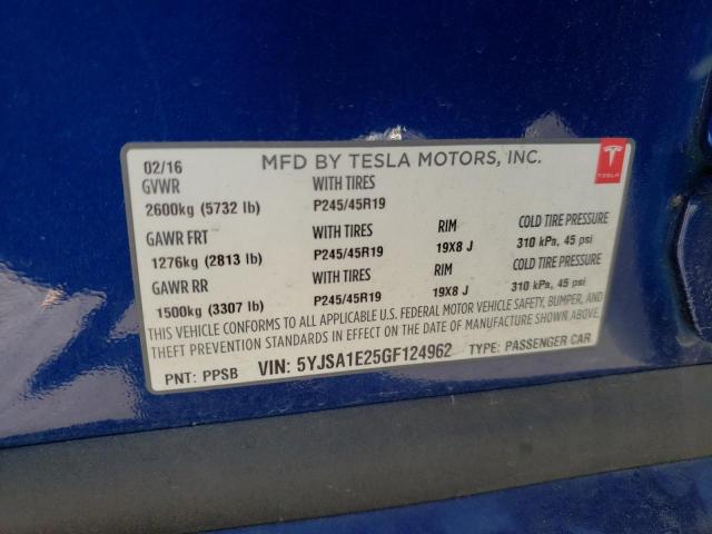 5YJSA1E25GF124962 Tesla MODEL S