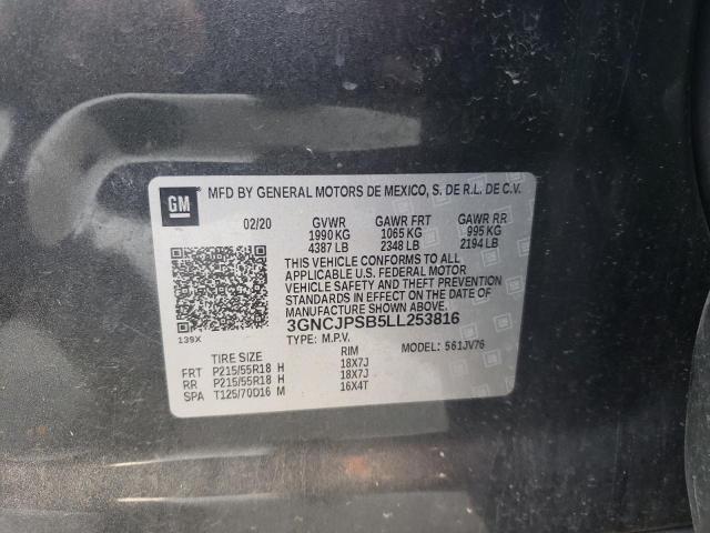 3GNCJPSB5LL253816 | 2020 CHEVROLET TRAX 1LT