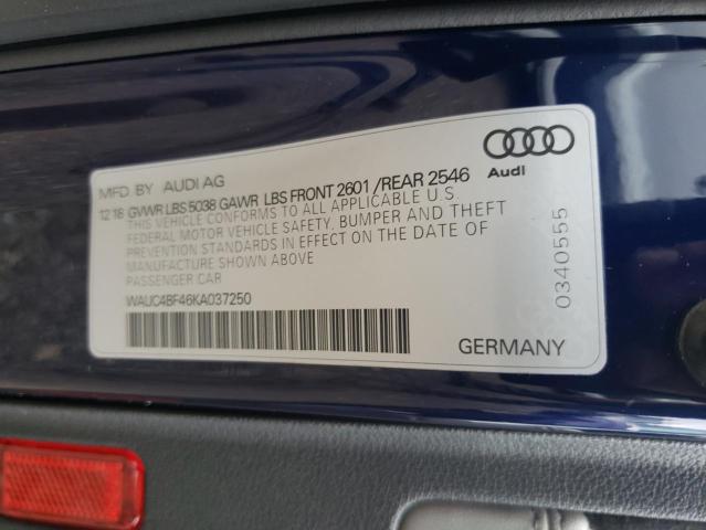 2019 AUDI S4 PRESTIG - WAUC4BF46KA037250