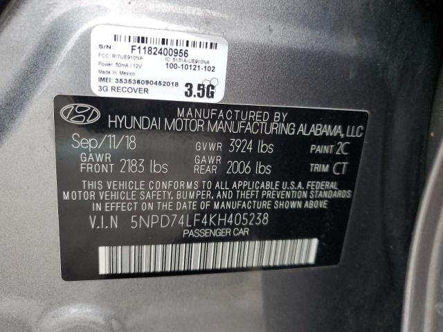 5NPD74LF4KH405238 Hyundai ELANTRA SE