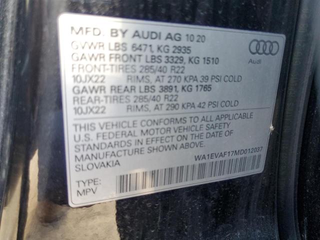 2021 AUDI Q8 PREMIUM - WA1EVAF17MD012037