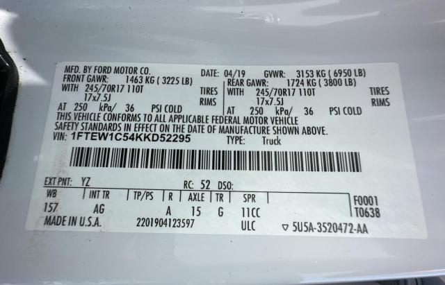 1FTEW1C54KKD52295 Ford F150 Supercrew