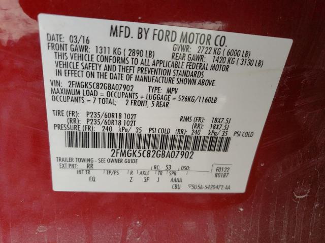 2016 FORD FLEX SEL - 2FMGK5C82GBA07902