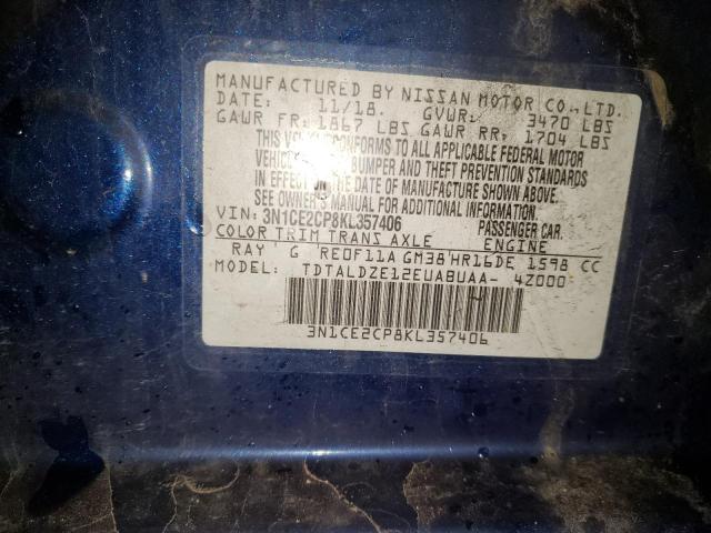 3N1CE2CP8KL357406 Nissan Versa Note S