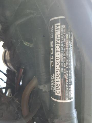 2012 HONDA CBR250 R MLHMC4102C5201983