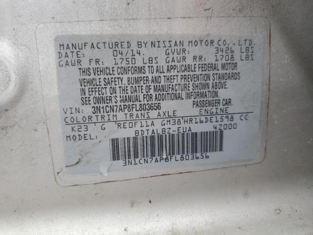 3N1CN7AP8FL803656 Nissan VERSA S