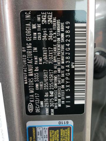 5XYPG4A38JG423849 KIA SORENTO LX