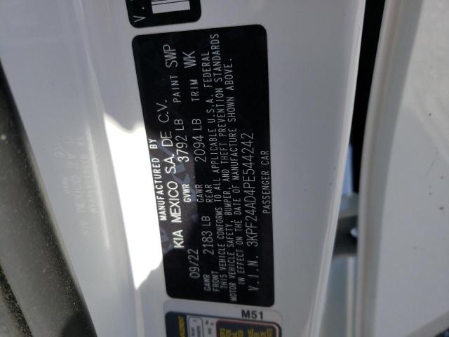 3KPF24AD4PE544242 KIA FORTE LX