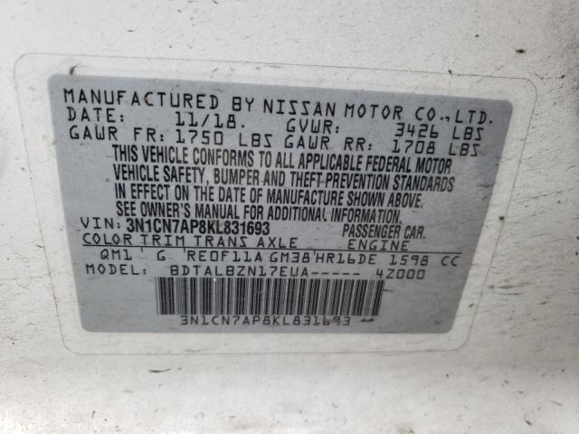 3N1CN7AP8KL831693 Nissan VERSA S