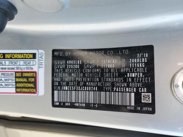 2018 HONDA CLARITY TO - JHMZC5F3XJC008246