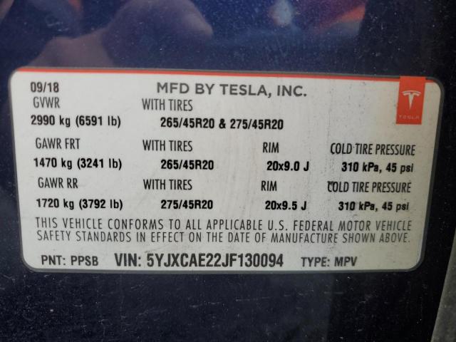 5YJXCAE22JF130094 Tesla MODEL X