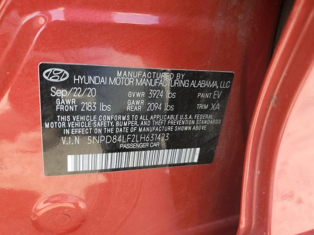 VIN 5NPD84LF2LH631423 2020 HYUNDAI ELANTRA no.12