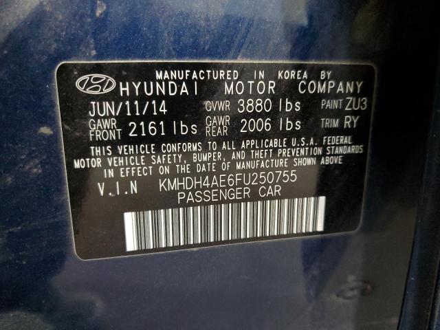 KMHDH4AE6FU250755 Hyundai ELANTRA SE