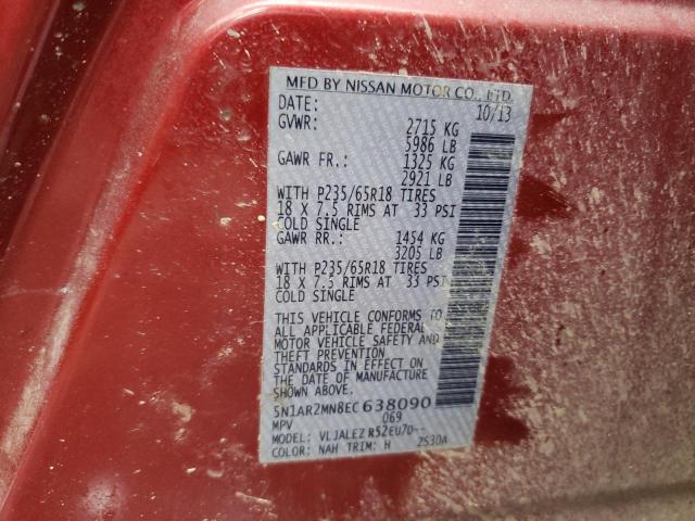 5N1AR2MN8EC638090 Nissan Pathfinder S
