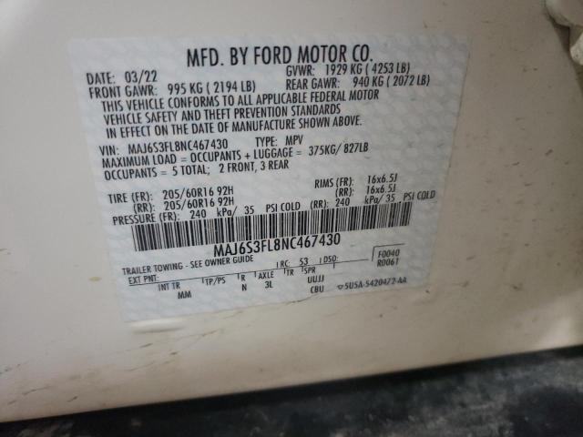 MAJ6S3FL8NC467430 Ford ECOSPORT S
