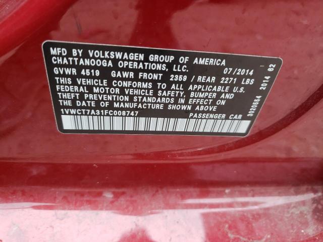 2015 VOLKSWAGEN PASSAT SEL - 1VWCT7A31FC008747