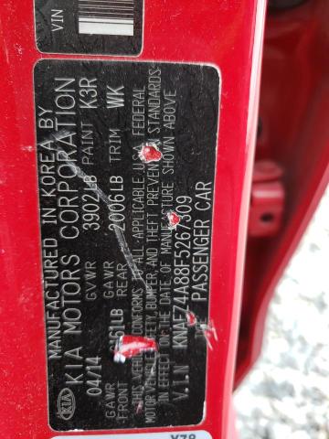 KNAFZ4A88F5267309 KIA FORTE EX