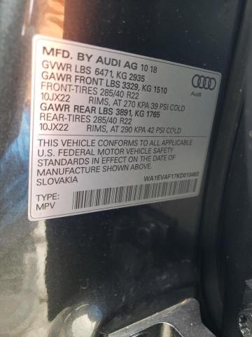 2019 AUDI Q8 PREMIUM WA1EVAF17KD010463