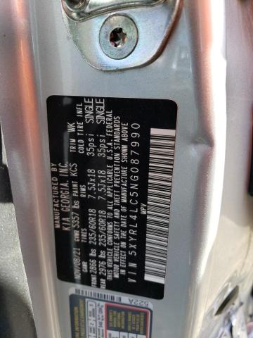 5XYRL4LC5NG087990 KIA SORENTO S