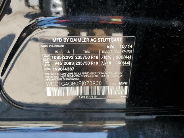 2015 MERCEDES-BENZ GLA WDCTG4GB0FJ073938